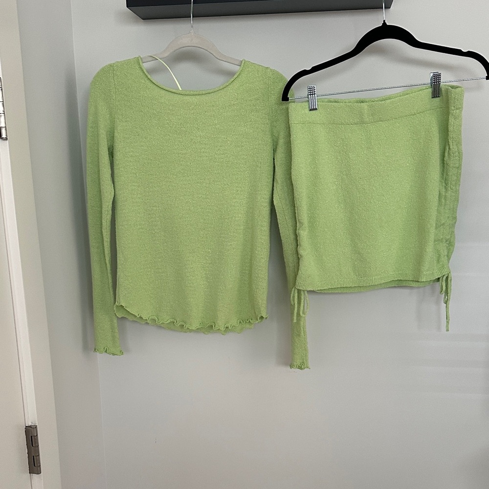 Free People Lime Green Skirt Set